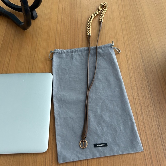 Miu Miu brown leather belt w/chain - Picture 6 of 7